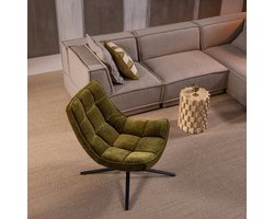 WOOOD Maudi Draaifauteuil - Chenille - Groen - 84x74x86