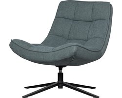 WOOOD Maudi Draaifauteuil - Geweven Stof - Blauw Steen/Zwart - 84x74x86 cm