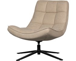 WOOOD Maudi Draaifauteuil - Geweven Stof/Metaal - Naturel/Zwart - 84x74x86 cm