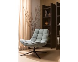 WOOOD Maudi Draaifauteuil - Polyester - Blue Stone - 84x74x86