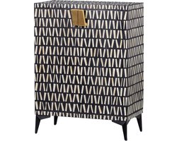 WOOOD Menne Opbergkast - Bone Inlay - Zwart/Wit - 108x81x43