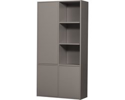 WOOOD Merel opbergkast - Grenen - Warmgrijs - 100x200x44 cm