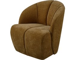 WOOOD Mojo Draaifauteuil - Ribstof - Honing Geel - 75x68x77 cm