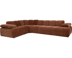WOOOD Mojo Hoekbank Links - Ribstof - Roest Bruin - 74x310x230