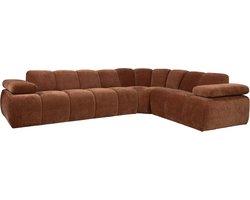 WOOOD Mojo Hoekbank Rechts - Ribstof - Roest Bruin - 74x310x230