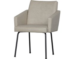WOOOD Mount Eetkamerstoel met armleuning - Leerlook - Naturel - 82x61x65