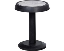 WOOOD Nanne Bijzettafel - Mangohout/marmer - Zwart - 46xØ36