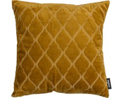 WOOOD Nella Kussen - Velvet - Warm Geel - 45x45x10