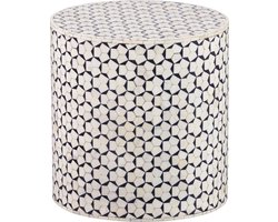 WOOOD Neva Sidetable - Bone Inlay - Zwart/Wit - 40x37x37 cm