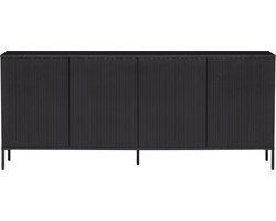 WOOOD New Gravure Dressoir - Grenen - Zwart - 85x200x44
