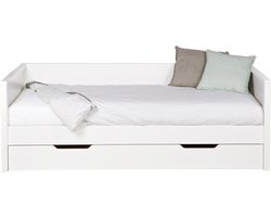 WOOOD Nikki Bedbank Incl Bedlade/Lattenrol - Grenen - Wit - 73x208x100