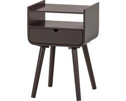 WOOOD Nils Nachtkastje/ Bijzettafel - Hout - Donkerbruin - 54x36x30