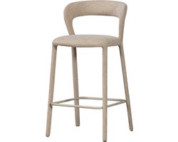 WOOOD Noble Barstoel - Bekleed Van Top Tot Teen - Geweven Stof - Zand - 95x48x52 cm