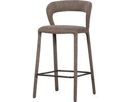 WOOOD Noble Barstoel - Geweven Stof - Taupe - 95x48x52 cm