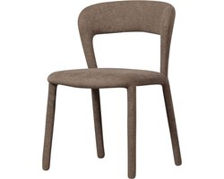 WOOOD Noble Eetkamerstoel - Volledig Bekleed - Quick Geweven Stof - Taupe/Bruin - 76x51x56 cm