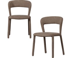 WOOOD Noble Eetkamerstoelen - Polyester - Taupe - Set van 2