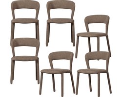 WOOOD Noble Eetkamerstoelen - Polyester - Taupe - Set van 6