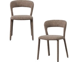 WOOOD Noble Eetkamerstoelen - Polyester - Zand Melange - Set van 2
