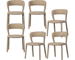 WOOOD Noble Eetkamerstoelen - Polyester - Zand - Set van 6