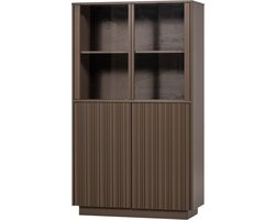 WOOOD Nova Lage Vitrinekast - Grenen - Truffel Bruin - 172x102x40