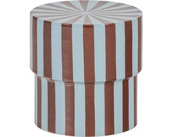 WOOOD Olia Bijzettafel - Metaal - Hoogglans Strepen Bruin/Blauw
