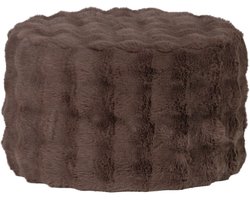 WOOOD Olven Poef Laag - Fluffy Stof - Bruin - 36x60x60