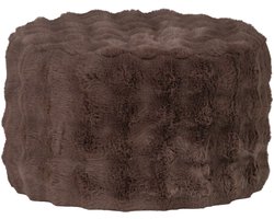 WOOOD Olven Poef Laag - Fluffy Stof - Bruin - 36x60x60 cm