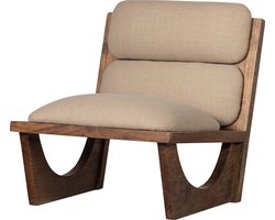 WOOOD Opulent Fauteuil - Bouclé/Hout - Naturel - 75x70x80