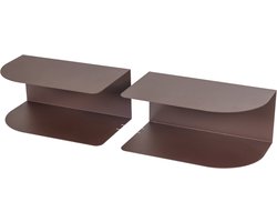 WOOOD Ovia Nachtkastje Links/Rechts - Metaal - Paars/Bruin - Set Van 2