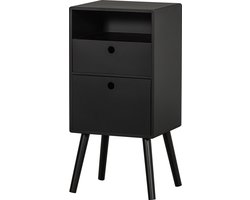 WOOOD Ozzy Nachtkastje - Hout - Zwart - 75x36x30 cm
