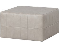 WOOOD Patchwork Poef - Leerlook - Naturel - 36x60x60