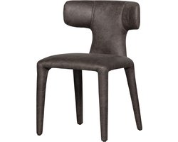 WOOOD Permit Eetkamerstoel - Leerlook - Zwart/Grijs - 78x52x53