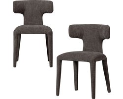 WOOOD Permit Eetkamerstoelen - Polyester - Espresso - Set van 2