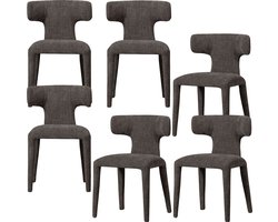 WOOOD Permit Eetkamerstoelen - Polyester - Espresso - Set van 6