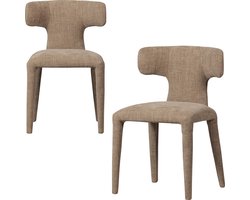 WOOOD Permit Eetkamerstoelen - Polyester - Zand - Set van 2
