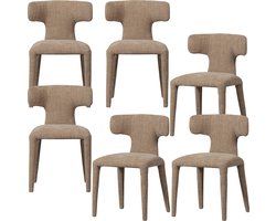 WOOOD Permit Eetkamerstoelen - Polyester - Zand - Set van 6