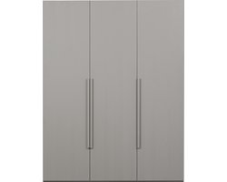 WOOOD Rens Kledingkast 3-Deurs - Noten/Grijs - 210x165x58