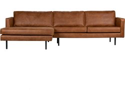 WOOOD Rodeo Chaise Longue Links - Leer - Cognac - 85x300x86
