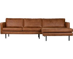 WOOOD Rodeo Chaise Longue Rechts - Leer - Cognac - 85x300x86