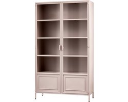 WOOOD Ronja Vitrinekast - Metaal - Soft Pink - 189x110x43
