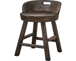WOOOD Rosalie Kruk/Stoel - Massief Paulownia Hout - Donkerbruin - 57x43x43 cm