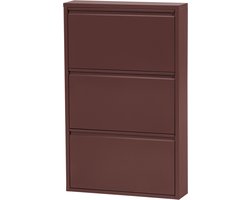 WOOOD Sabine 3-vaks Schoenenkast - Metaal - Bordeauxrood - 103x66x16