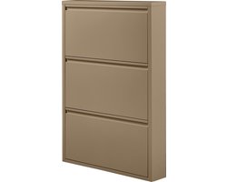 WOOOD Sabine 3-Vaks Schoenenkast - Metaal - Zand - 103x66x16