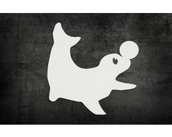 WOOOD SALE MUUR DECORATIE WIT ZEEHOND (8 stuks)