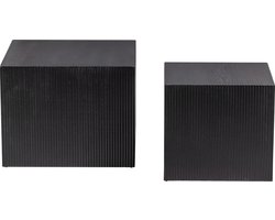 WOOOD Sanne Bijzettafels - MDF/Hout - Vierkant - Zwart - Set van 2