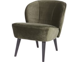 WOOOD Sara Fauteuil - Velvet Stof - Warm Groen - 71x59x70 cm