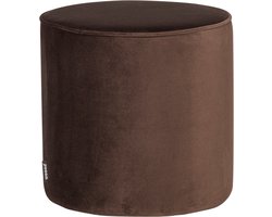 WOOOD Sara Poef Hoog 46xØ46 cm - Velvet - Donkerbruin