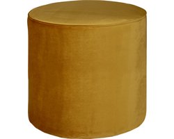 WOOOD Sara Poef Hoog - Velvet Stof - Oker/Geel - 46x46x46 cm