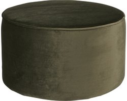 WOOOD Sara Poef Laag - Velvet - Warm Groen - 36x60x60