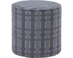 WOOOD Sarli Poef Hoog Dessin - Chenille - Grijs/blauw - 46x46x46